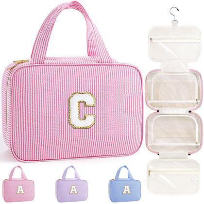 Trousse de Toilette TOPEAST rose avec initiale C vue de face