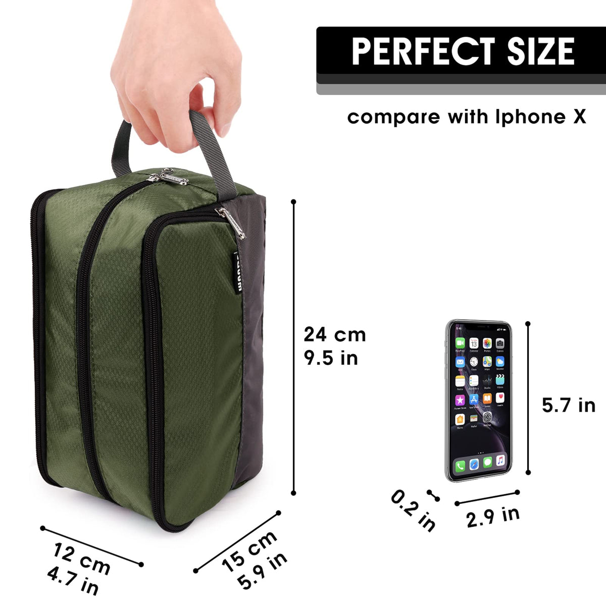 Trousse de Toilette WANDF avec compartiment ouvert, montrant les produits de soin