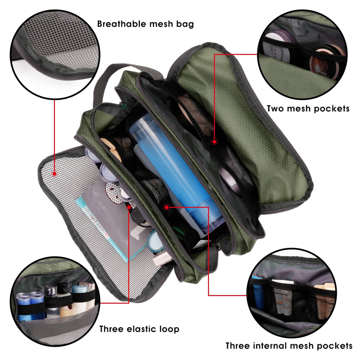 Trousse de Toilette WANDF avec poignée latérale, parfaite pour le transport