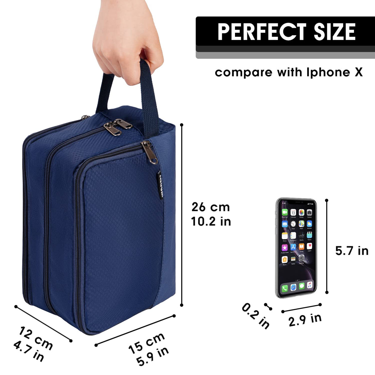 Trousse de Toilette WANDF ouverte montrant l'espace de rangement