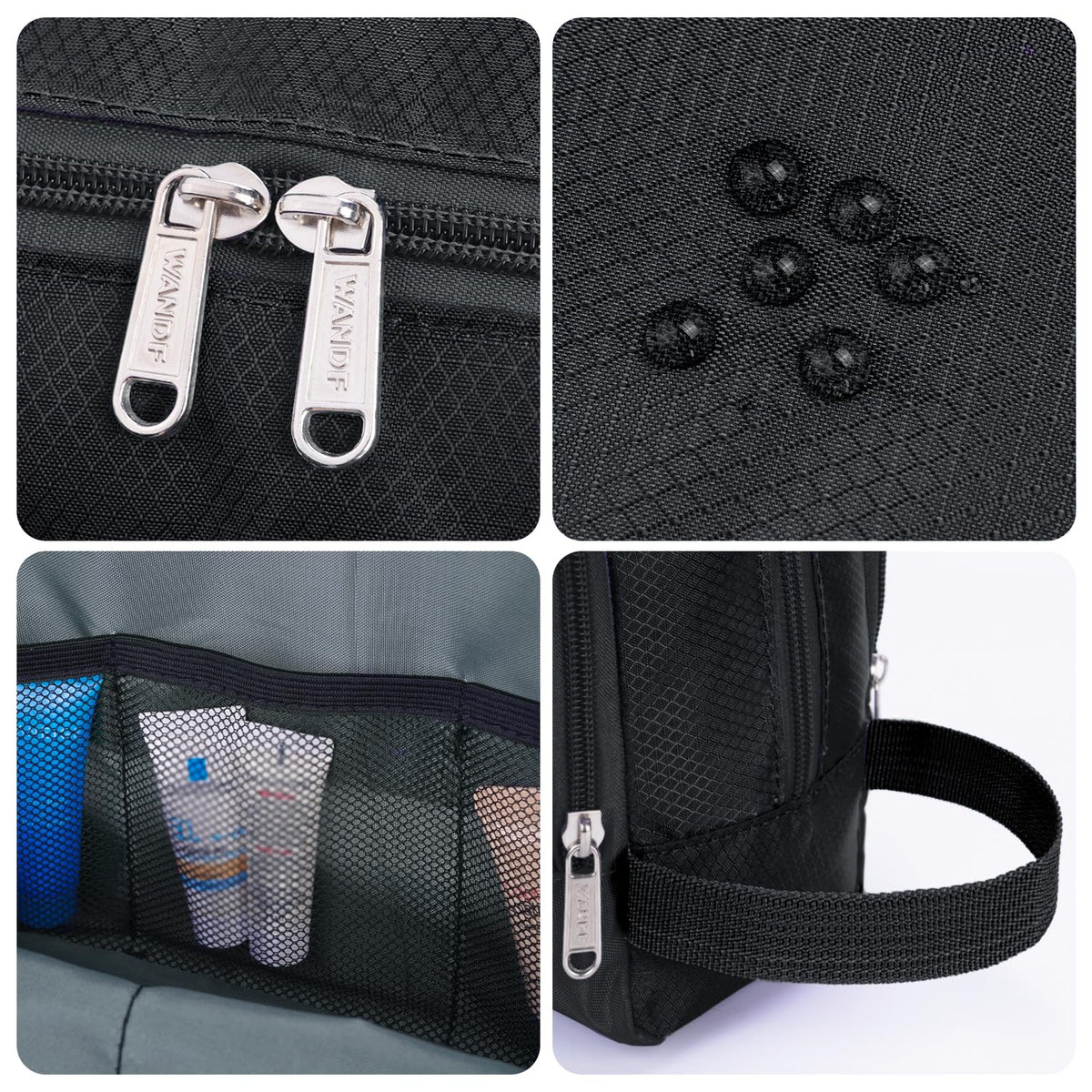 Trousse de toilette WANDF sur une surface de salle de bain