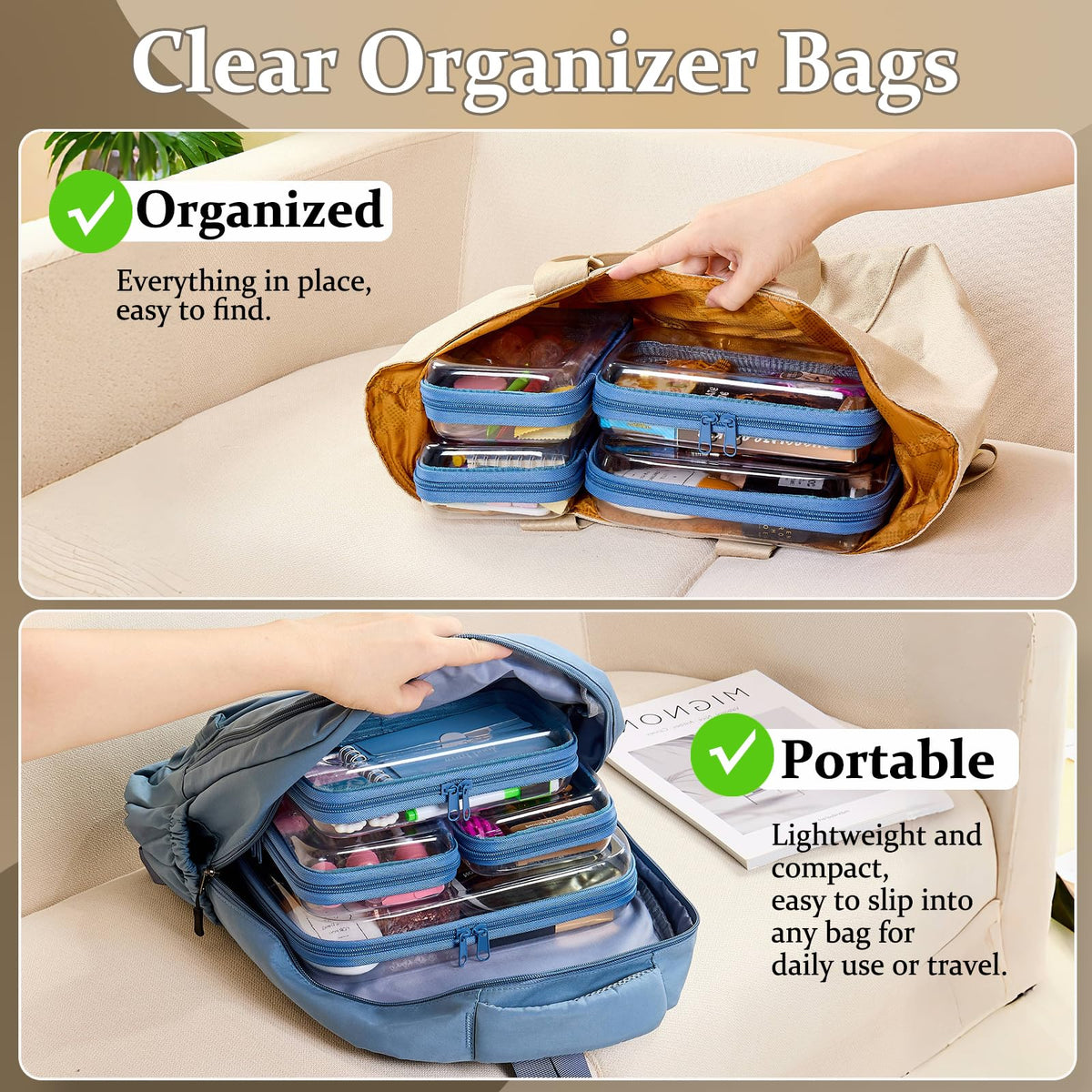 Trousse de toilette WELPIRT empilable ouverte montrant son contenu