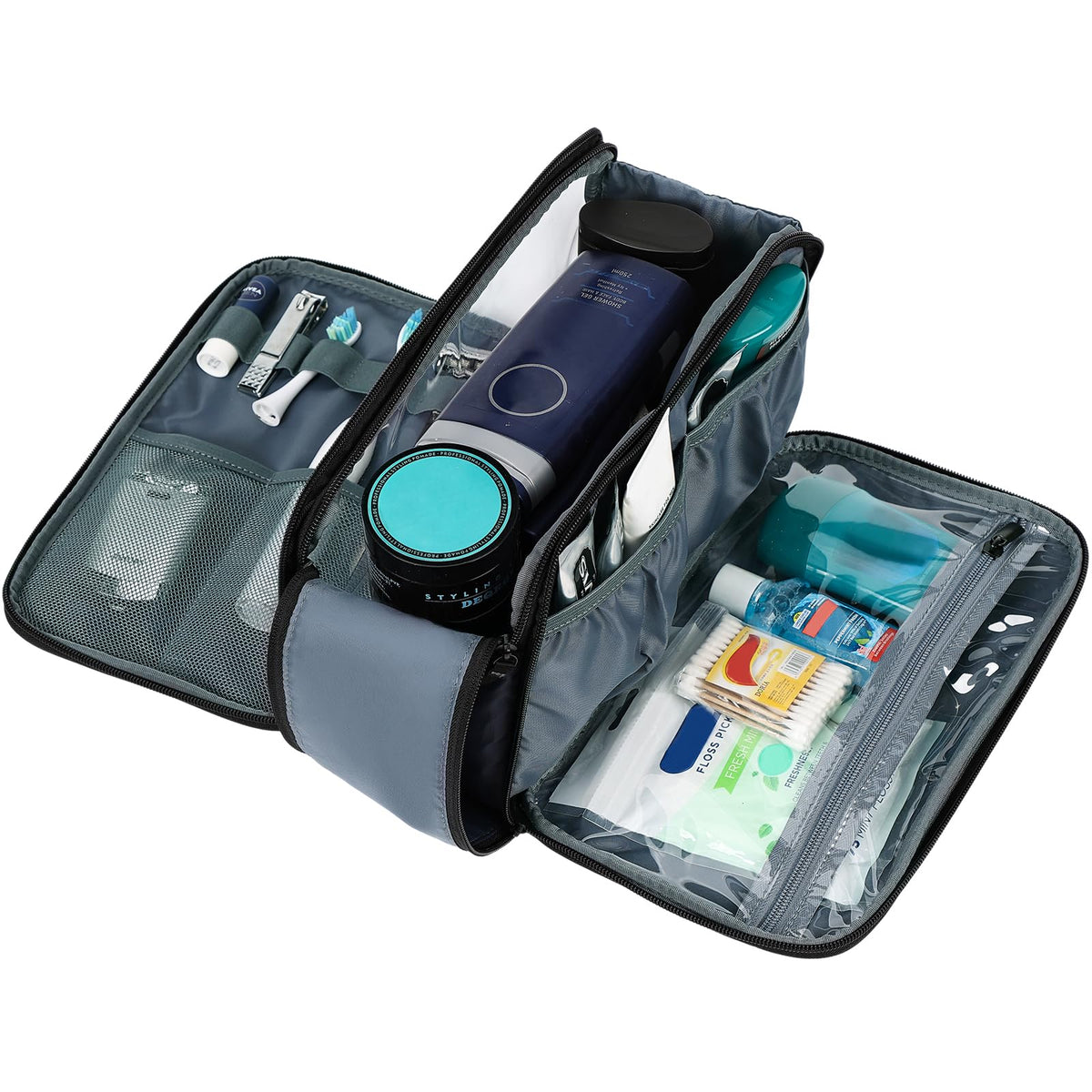 Trousse de toilette ZEEMO avec fermeture éclair double et rabat magnétique