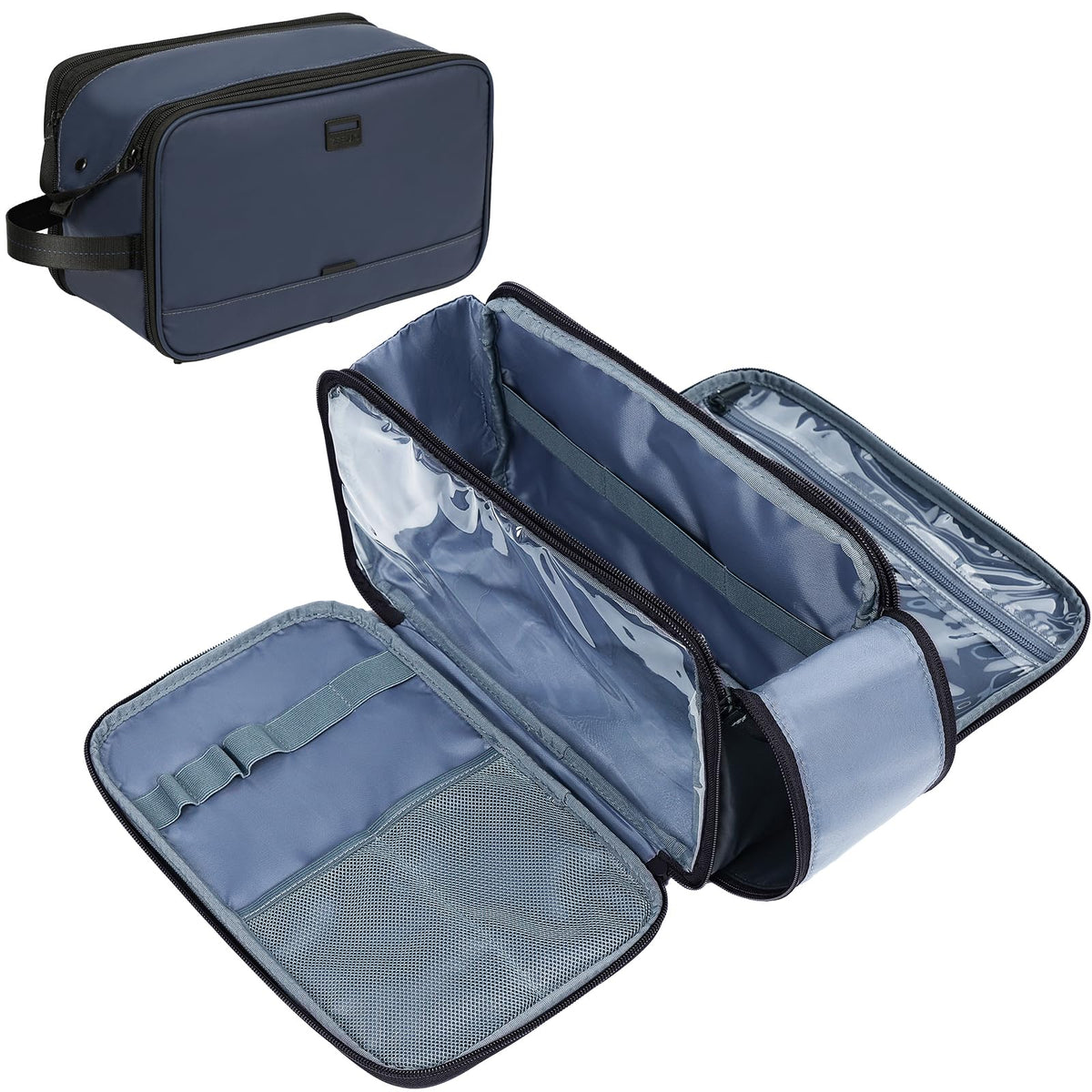 Trousse de toilette ZEEMO vue avant avec dimensions 12 x 6,1 x 7,1 pouces