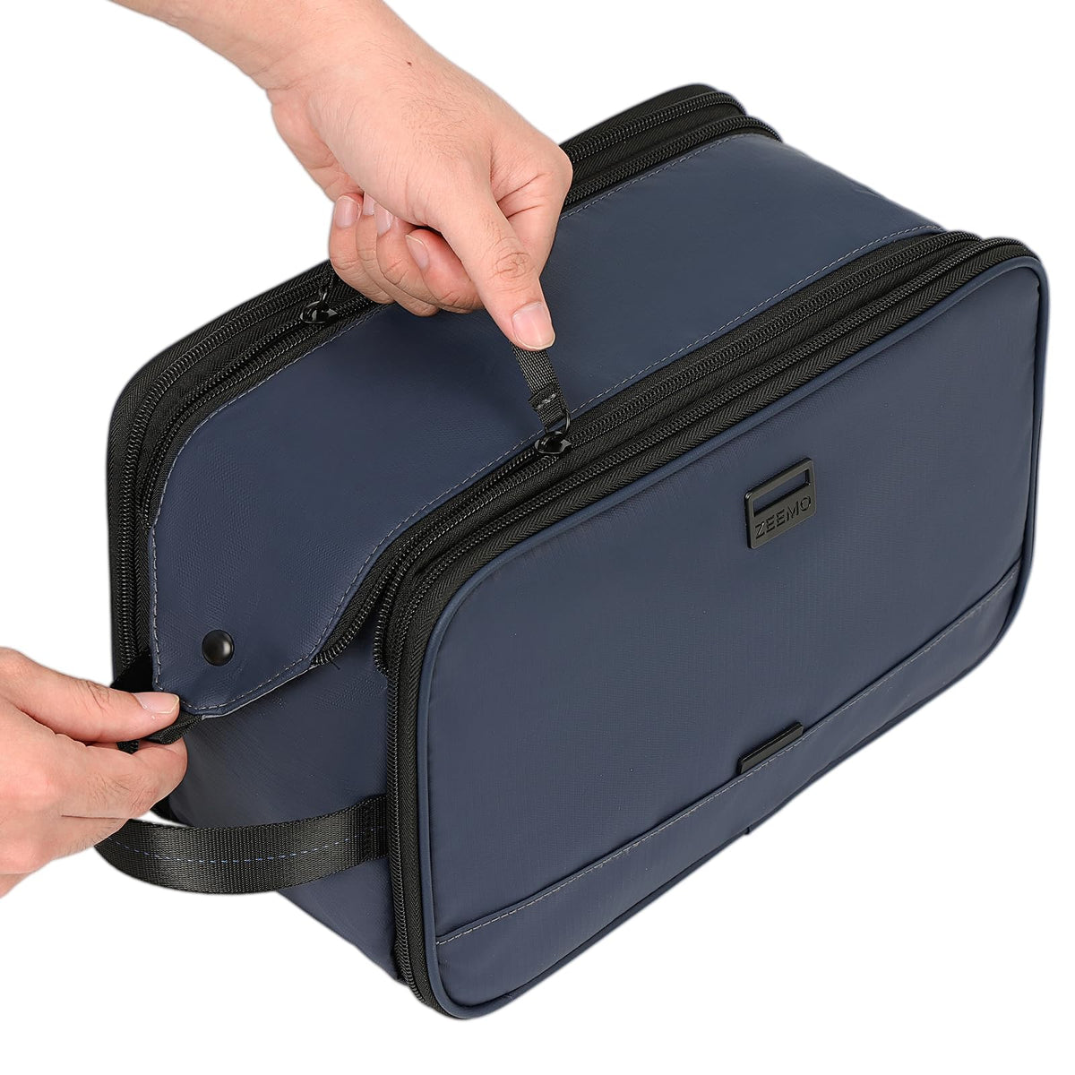 Trousse de toilette ZEEMO vue de côté avec poches intérieures