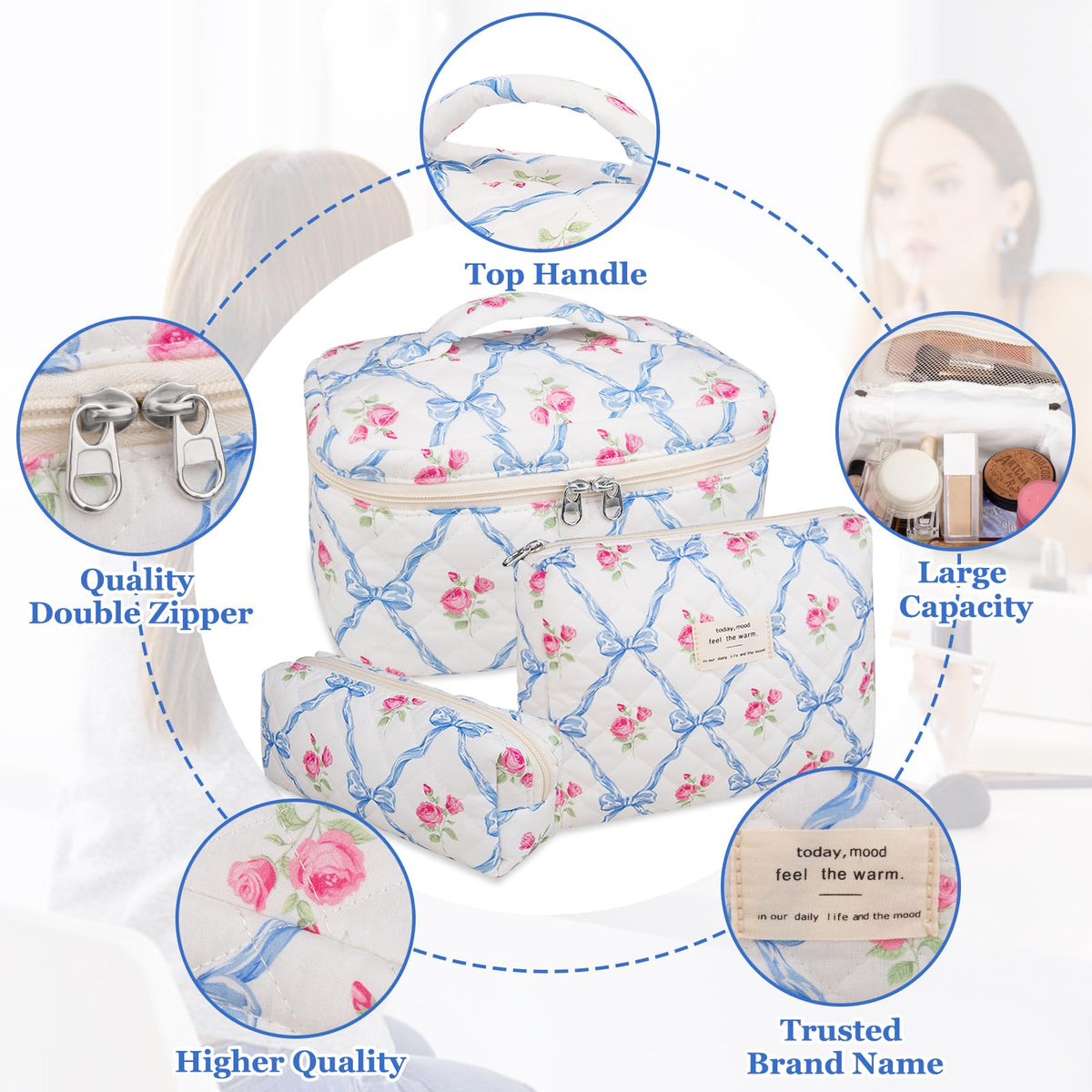 Trousse Gosect en coton floral, vue latérale