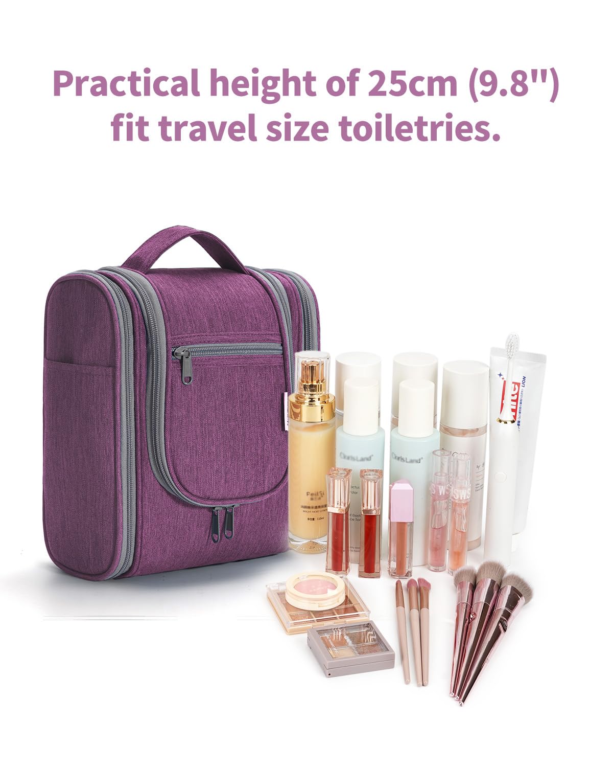 Trousse Narwey vue de côté avec des produits de beauté à l'intérieur