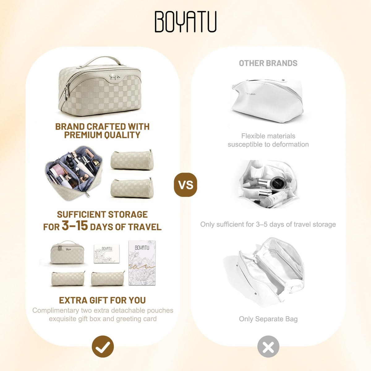 Trousse ouverte montrant le rangement intérieur des cosmétiques
