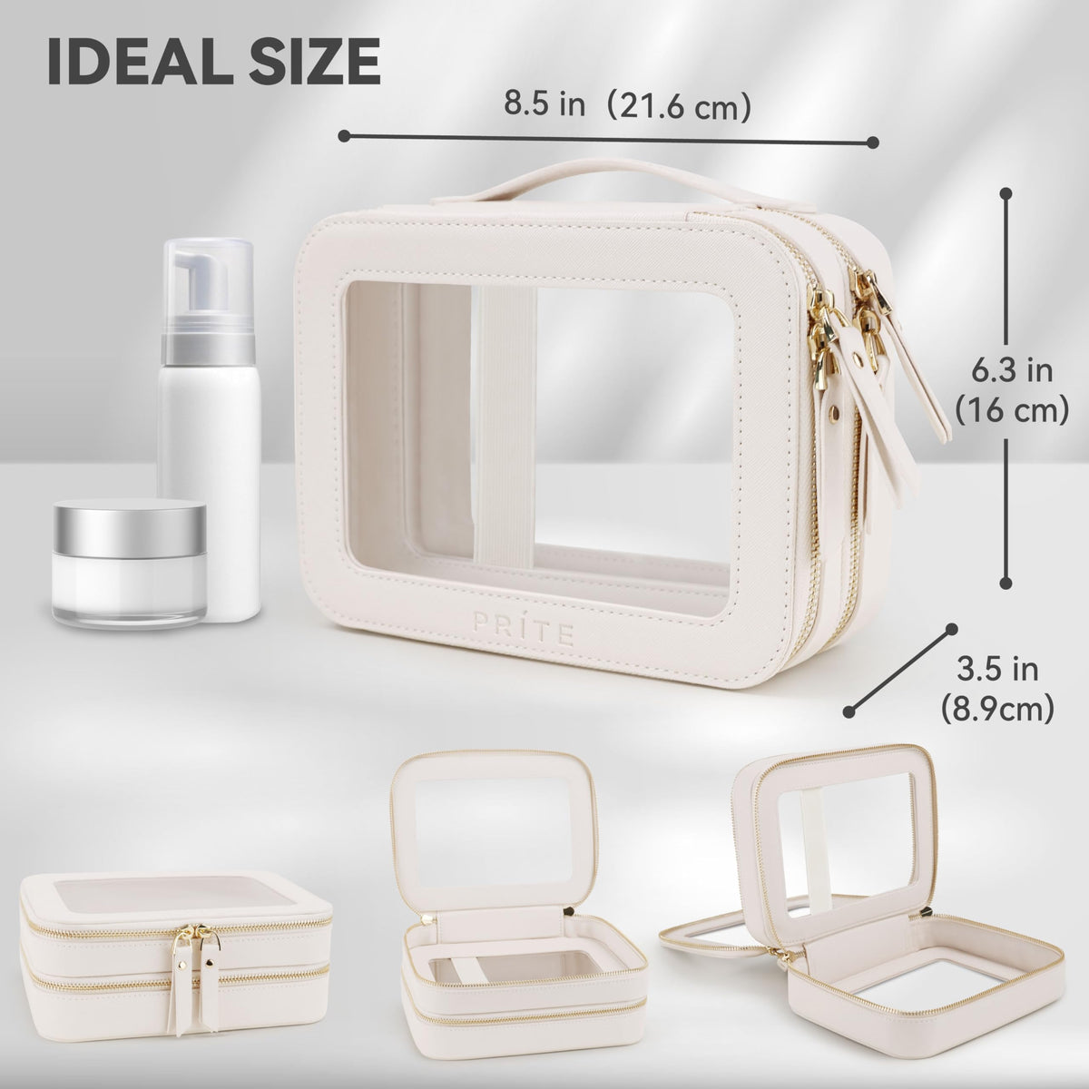 Trousse Prite ouverte avec cosmétiques à l'intérieur