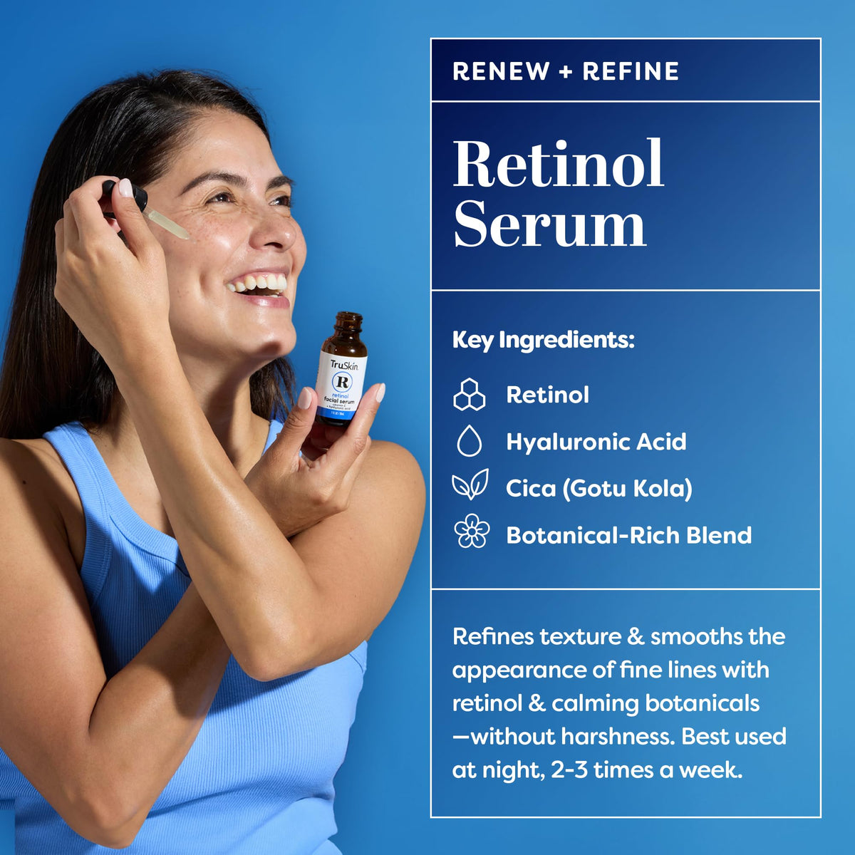 TruSkin Sérum de Rétinol, flacon et texture