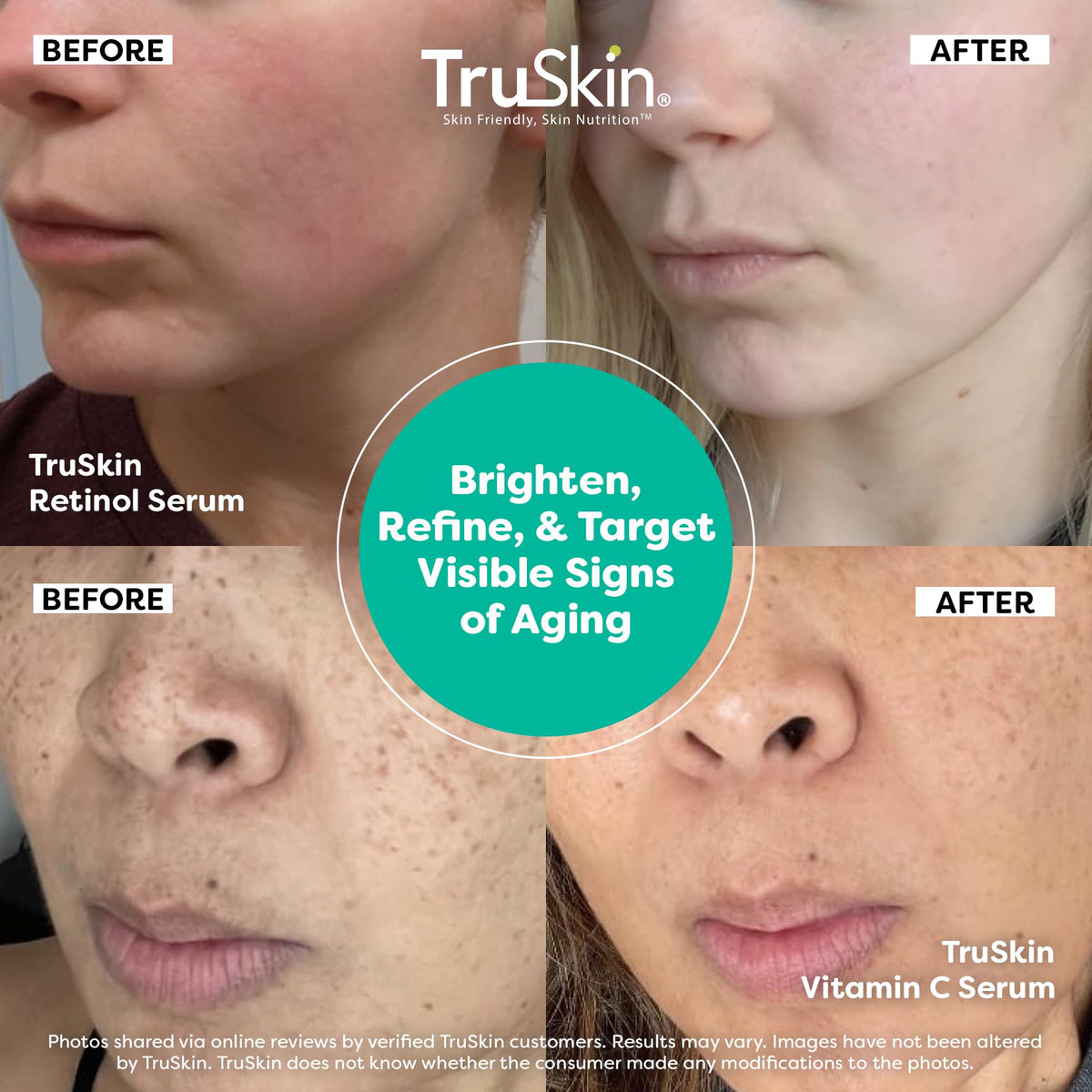 TruSkin Sérum Duo avec ingrédients indiqués