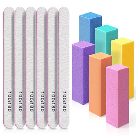 TsMADDTs kit manucure avec 12 pièces, limes et blocs de polissage colorés