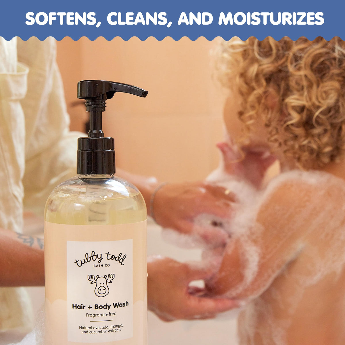 TUBBY TODD Gel Douche Cheveux et Corps 812g étiquette avec ingrédients