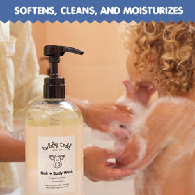 TUBBY TODD Gel Douche Cheveux et Corps 812g étiquette avec ingrédients