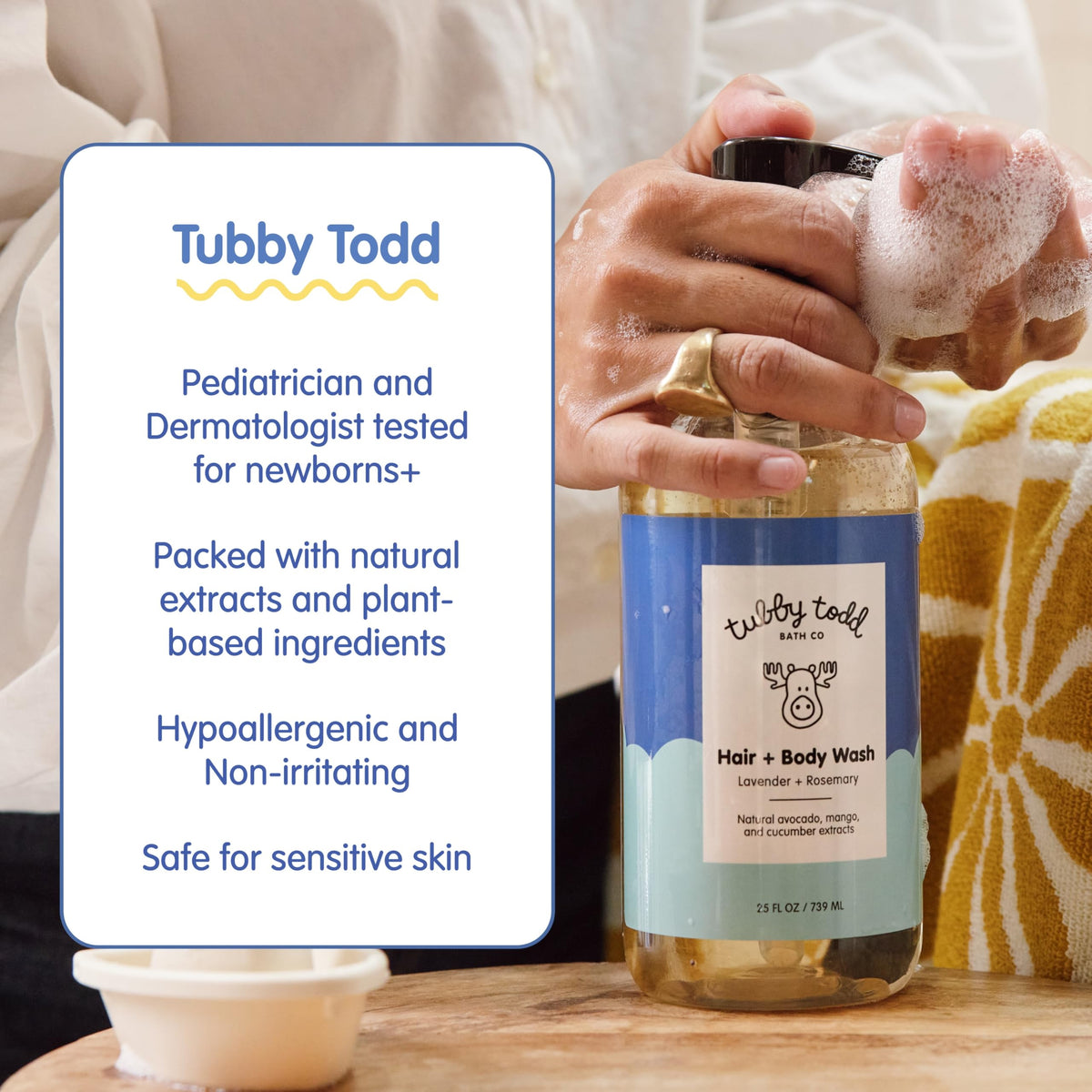TUBBY TODD Gel Douche Cheveux et Corps 812g flacon avec mousse