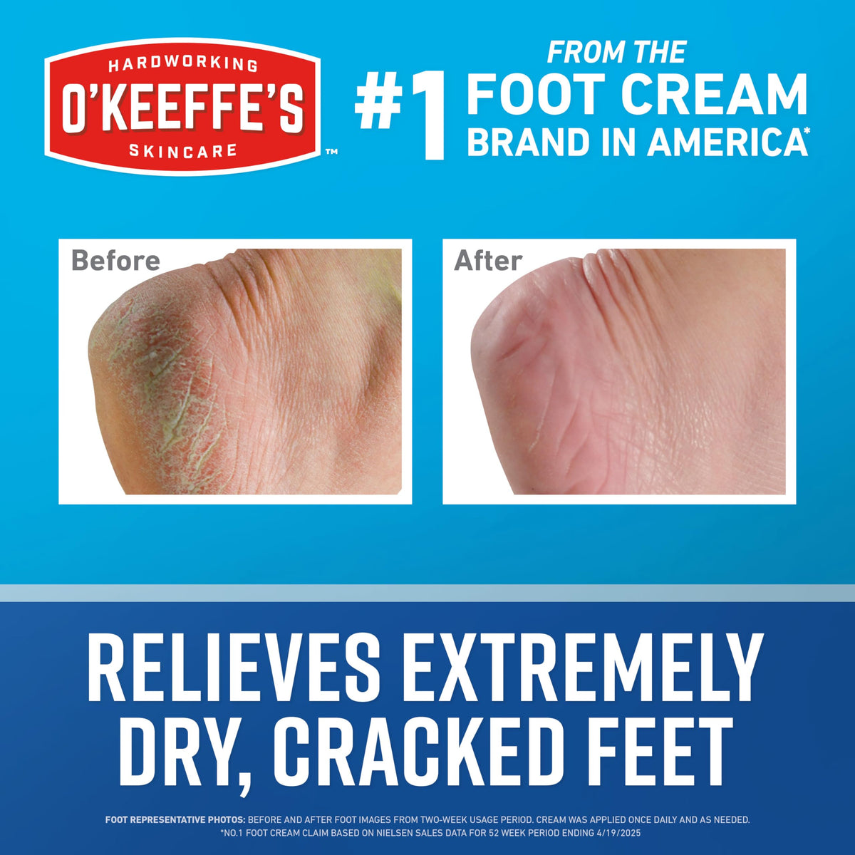 Tube de crème O'Keeffe's pour pieds secs avec étiquette