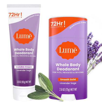 Tube de déodorant crème Lume 3oz au parfum lavande