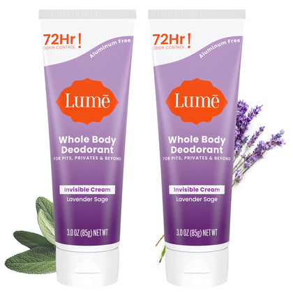 Tube de déodorant Lume 3 oz à la lavande sauge face avant