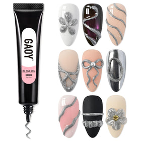 Tube de gel à ongles GAOY 3D argent 15g vue de face