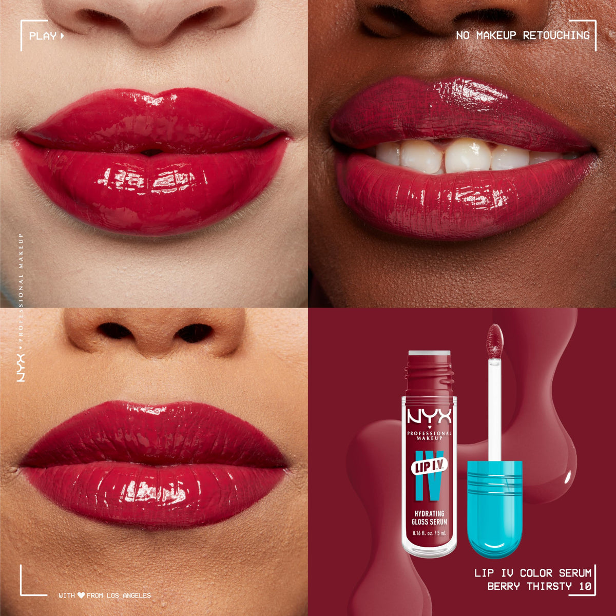 Tube de Lip IV Gloss Hydratant de NYX avec un éclat brillant