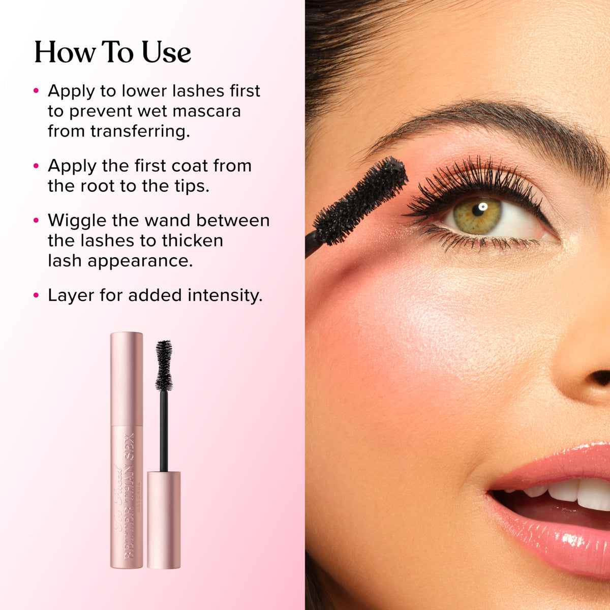 Tube de mascara Too Faced avec étiquette
