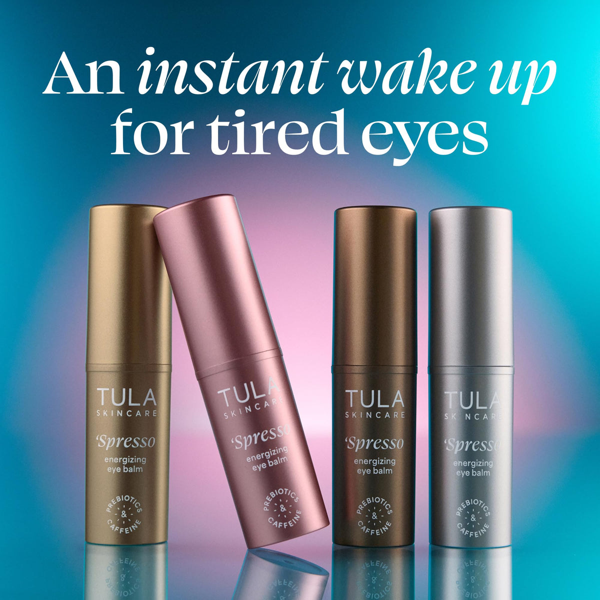 TULA Baume Energisant pour les Yeux Rose Glow en utilisation sur le contour des yeux