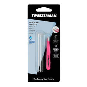 Tweezerman Mini Pince à Épiler Slant rose néon avec instructions d'utilisation