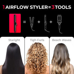 TYMO Airflow 2.0 fer à friser en utilisation sur cheveux longs