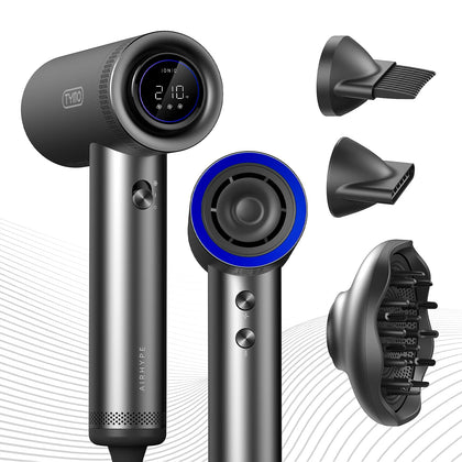 TYMO Sèche-Cheveux 1500W graphite vue de face avec embout lissant