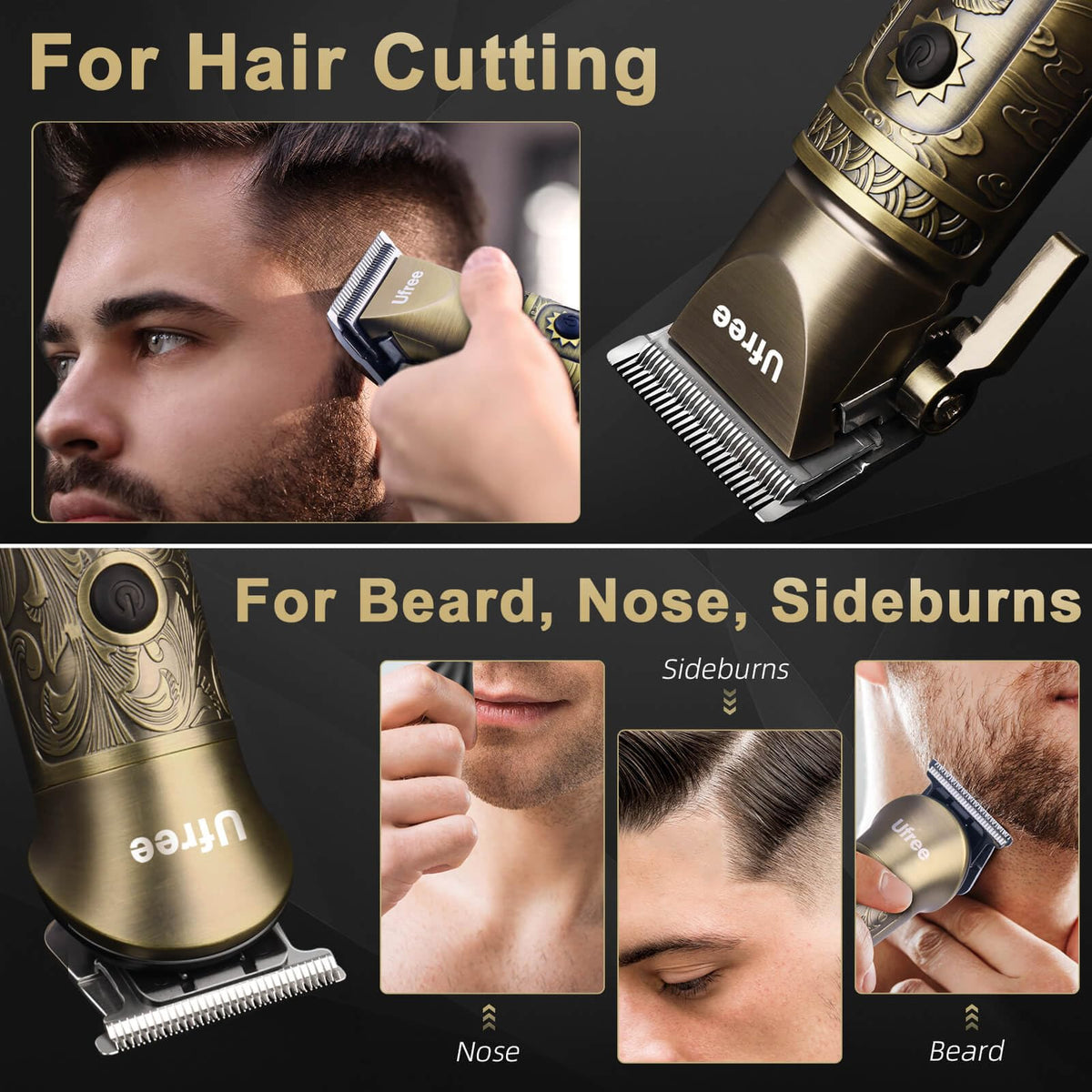 Ufree Tondeuse à Cheveux sans Fil avec lames en acier inoxydable