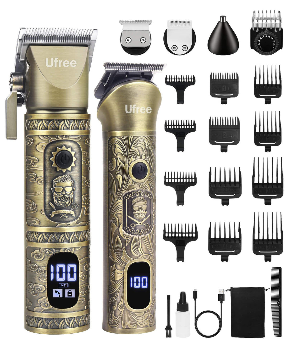 Ufree Tondeuse à Cheveux sans Fil vue de face, couleur bronze
