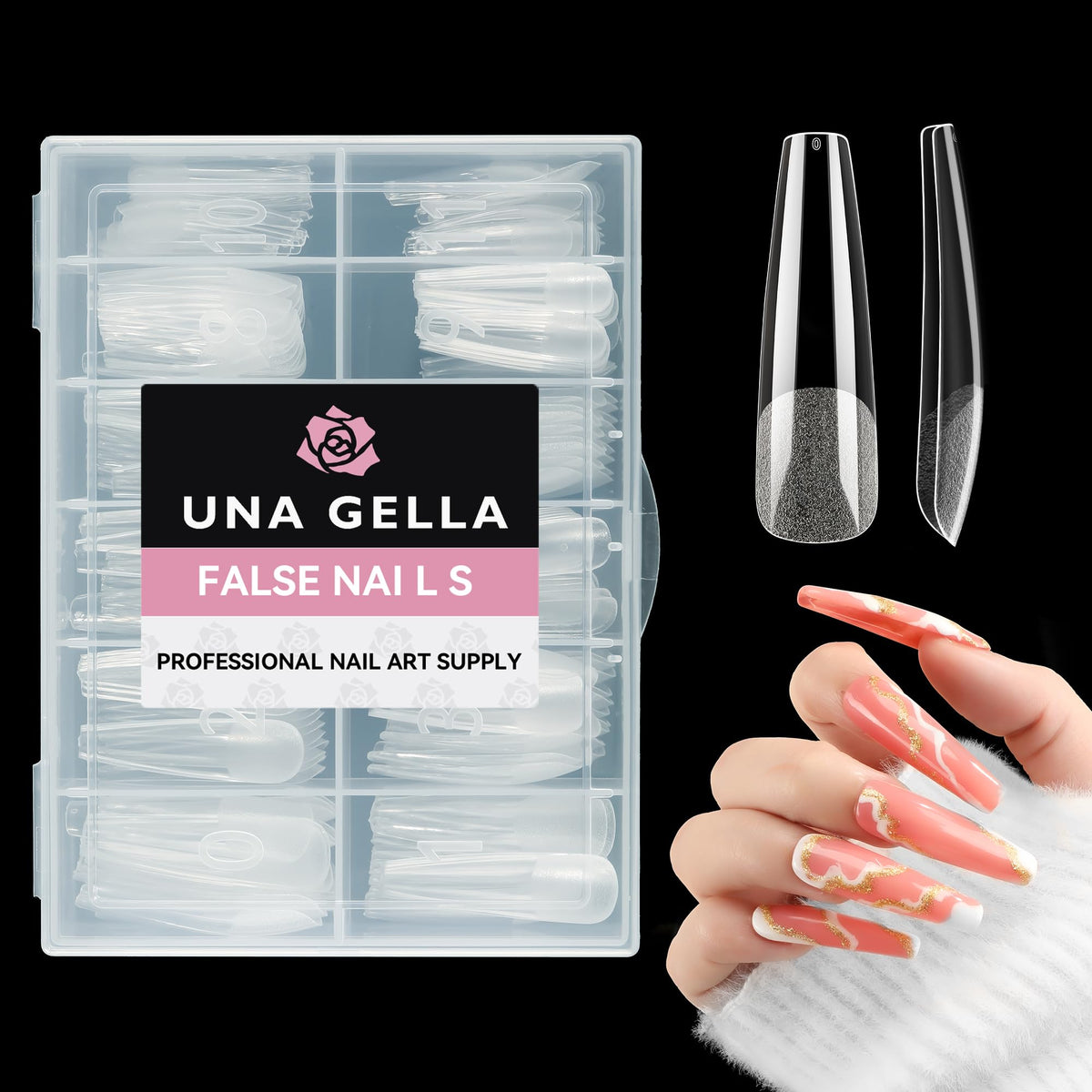 UNA GELLA Coffin Nail Tips XXL 120PCS vue de face
