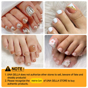 UNA GELLA Faux Ongles de Pied en Gel Mat 12 tailles différentes