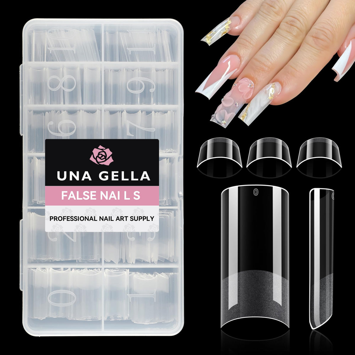 UNA GELLA Gel Tips Carrés 504 Pcs devant