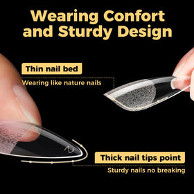 UNA GELLA tips d'ongles en gel stiletto en action avec vernis