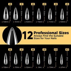 UNA GELLA tips d'ongles en gel stiletto étalés sur une surface