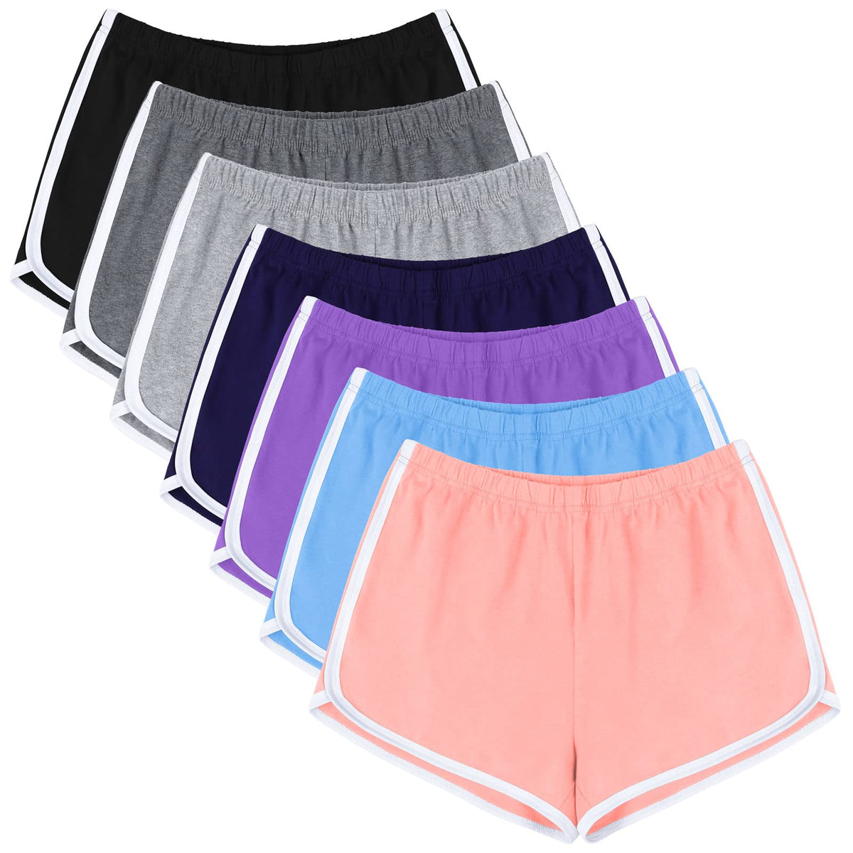 URATOT Shorts en Coton Femme - Lot de 7 Couleurs