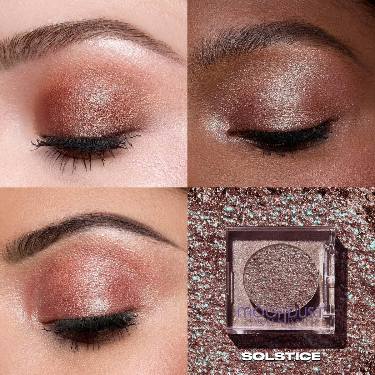 URBAN DECAY Moondust Eyeshadow Rouge pailleté texture en gros plan