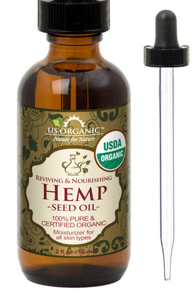US Organic Huile de Graines de Chanvre 56 ml bouteille en verre ambré