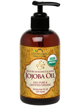 US Organic Huile de Jojoba 240ml bouteille vue de face