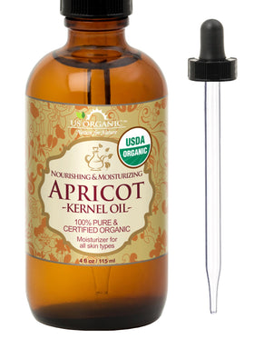 US Organic Huile de Noyau d'Abricot 118ml bouteille en verre