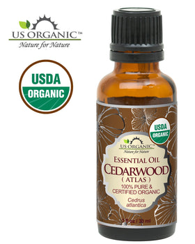 US Organic Huile Essentielle de Cèdre 30 ml sur fond naturel