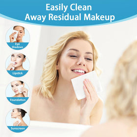 Utilisation d'une serviette visage HOMEXCEL pour retirer du maquillage