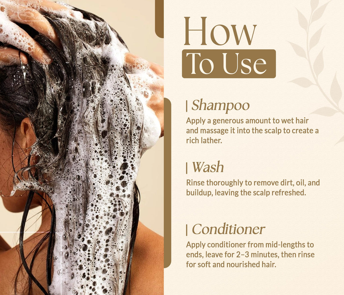 Utilisation de l'après-shampooing SOULSPA PURE, cheveux brillants