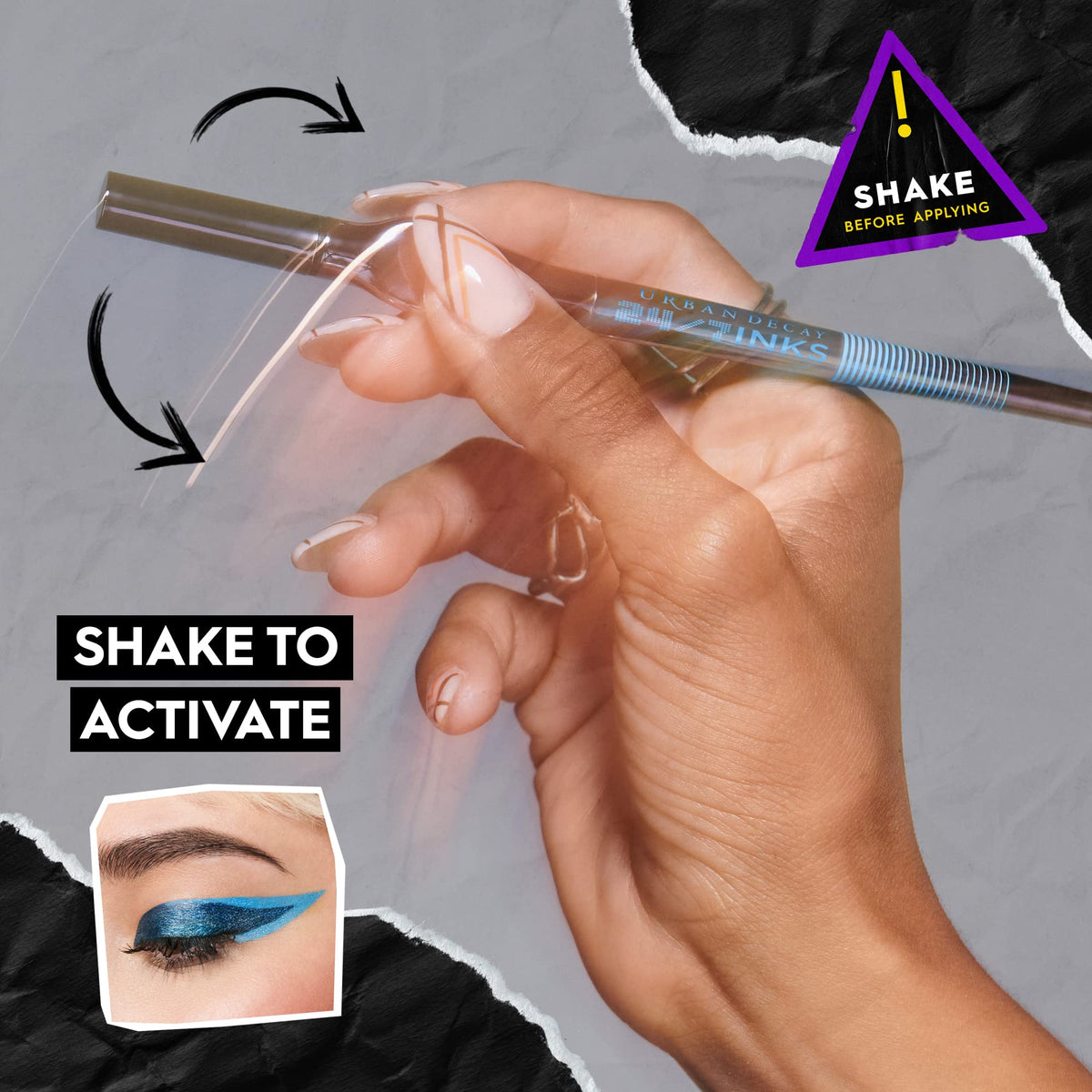 Utilisation de l'eyeliner liquide URBAN DECAY sur un modèle