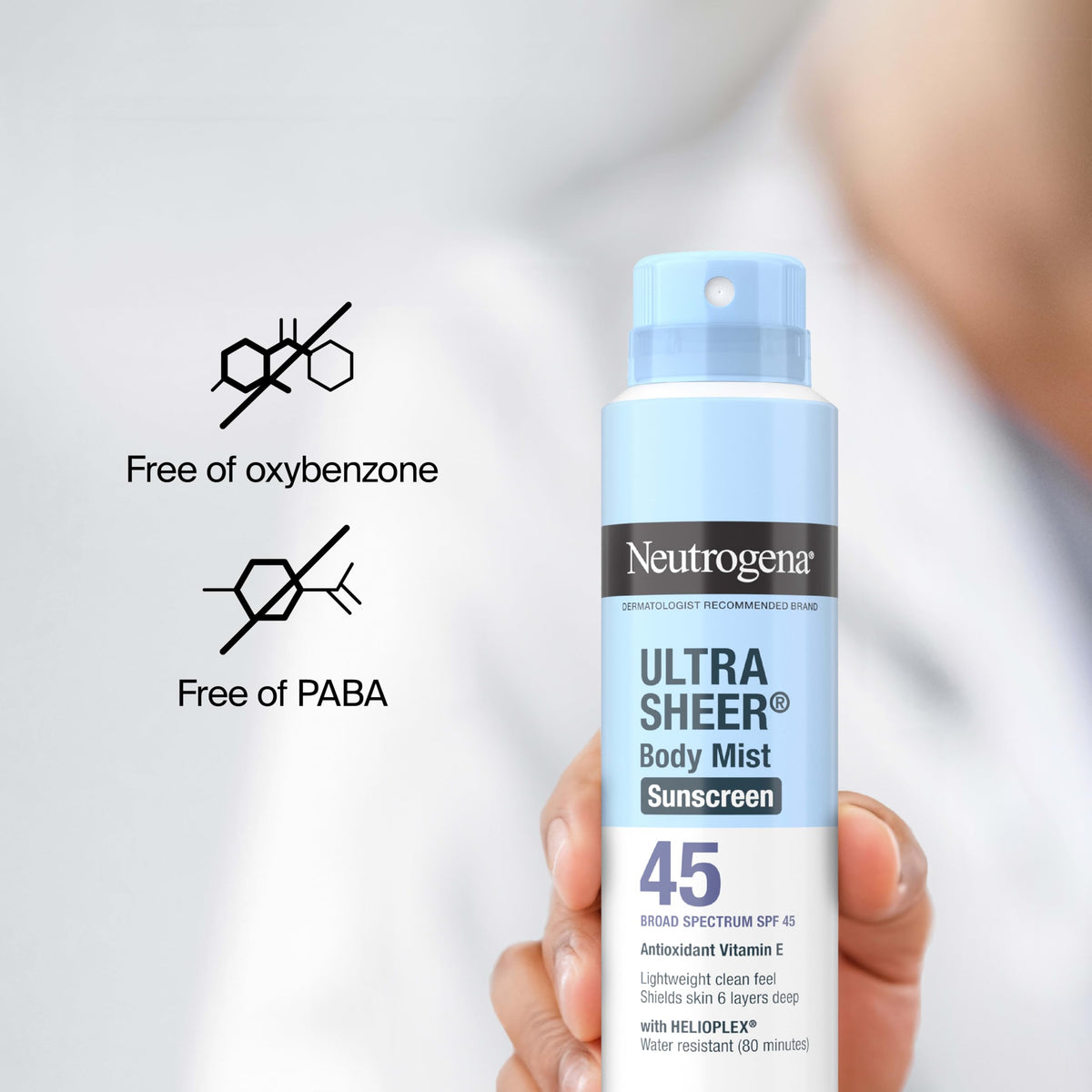 Utilisation de la Brume Solaire Neutrogena Ultra Sheer SPF 45