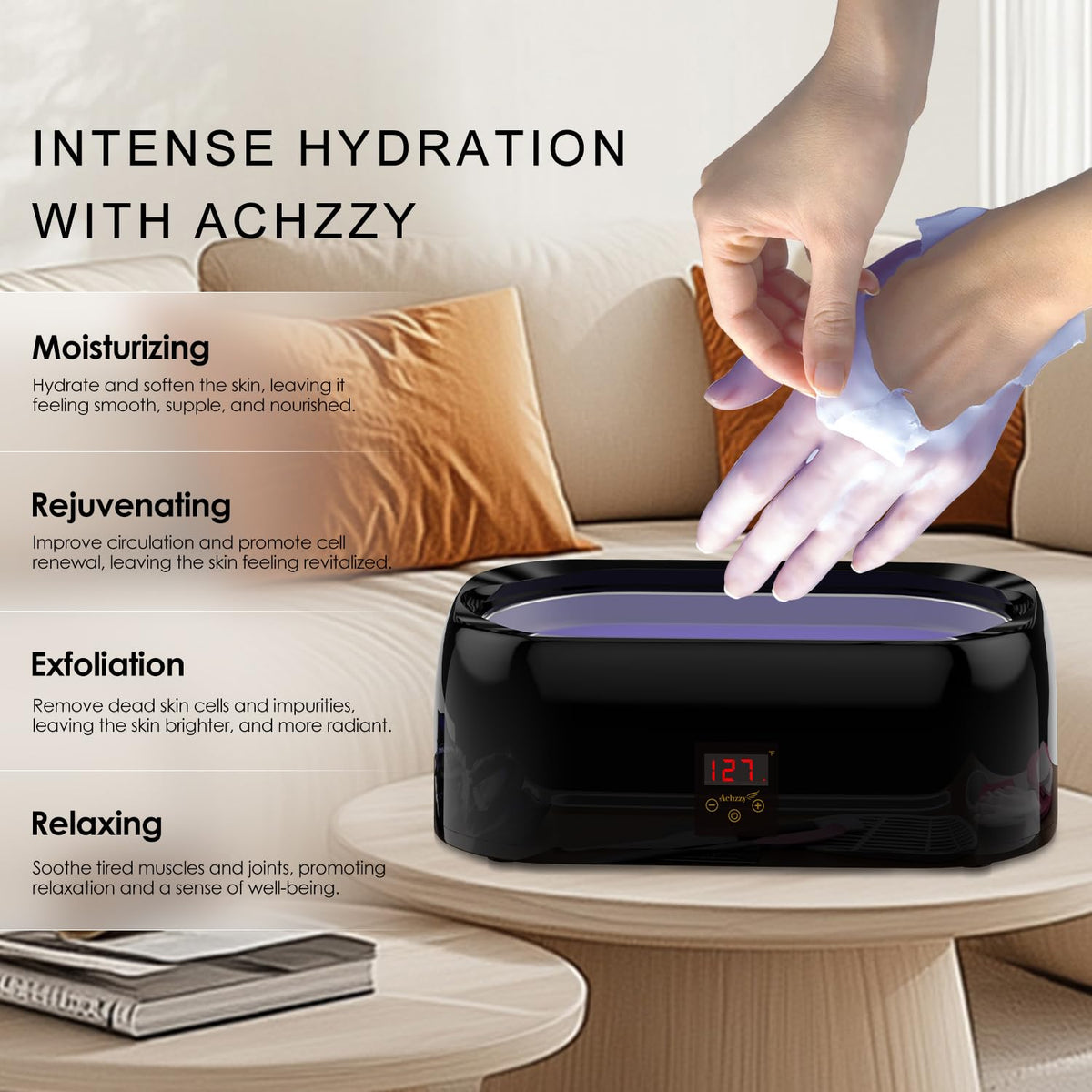 Utilisation de la machine à cire Achzzy sur les mains