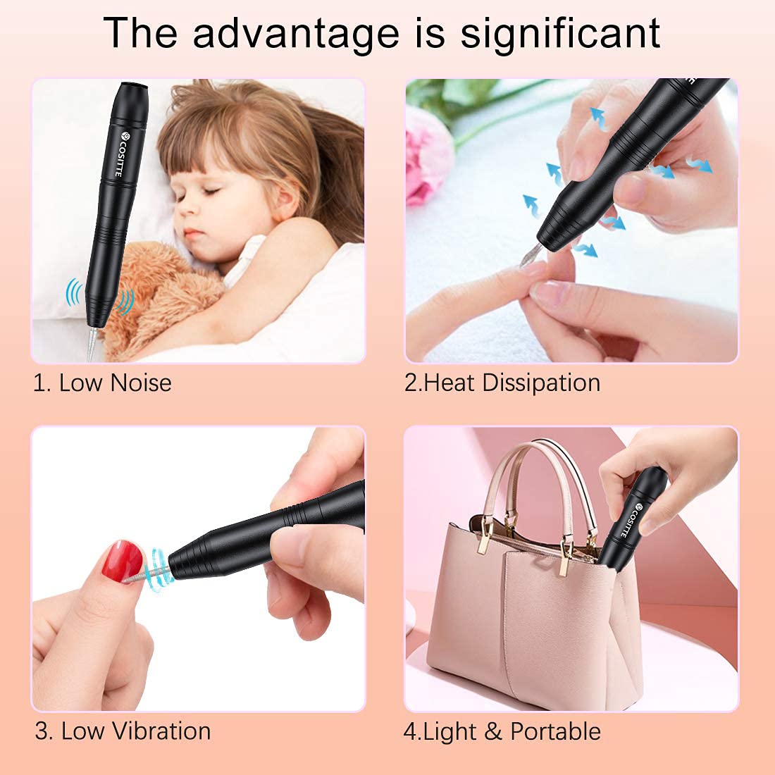 Utilisation de la perceuse à ongles COSITTE sur des ongles