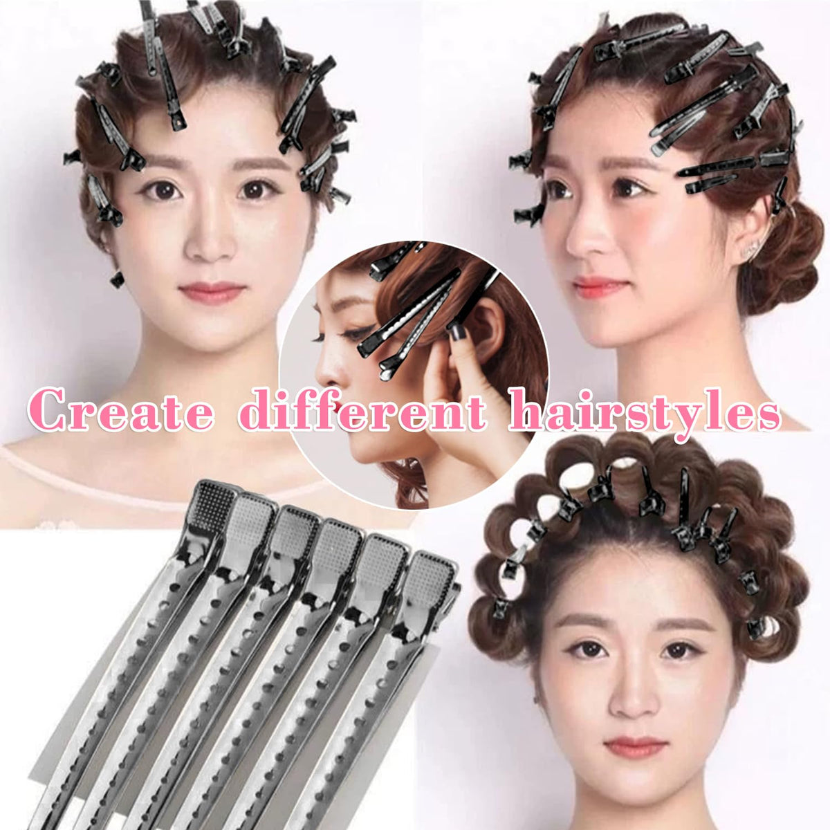 Utilisation des clips à crocodile Mythos pendant le maquillage