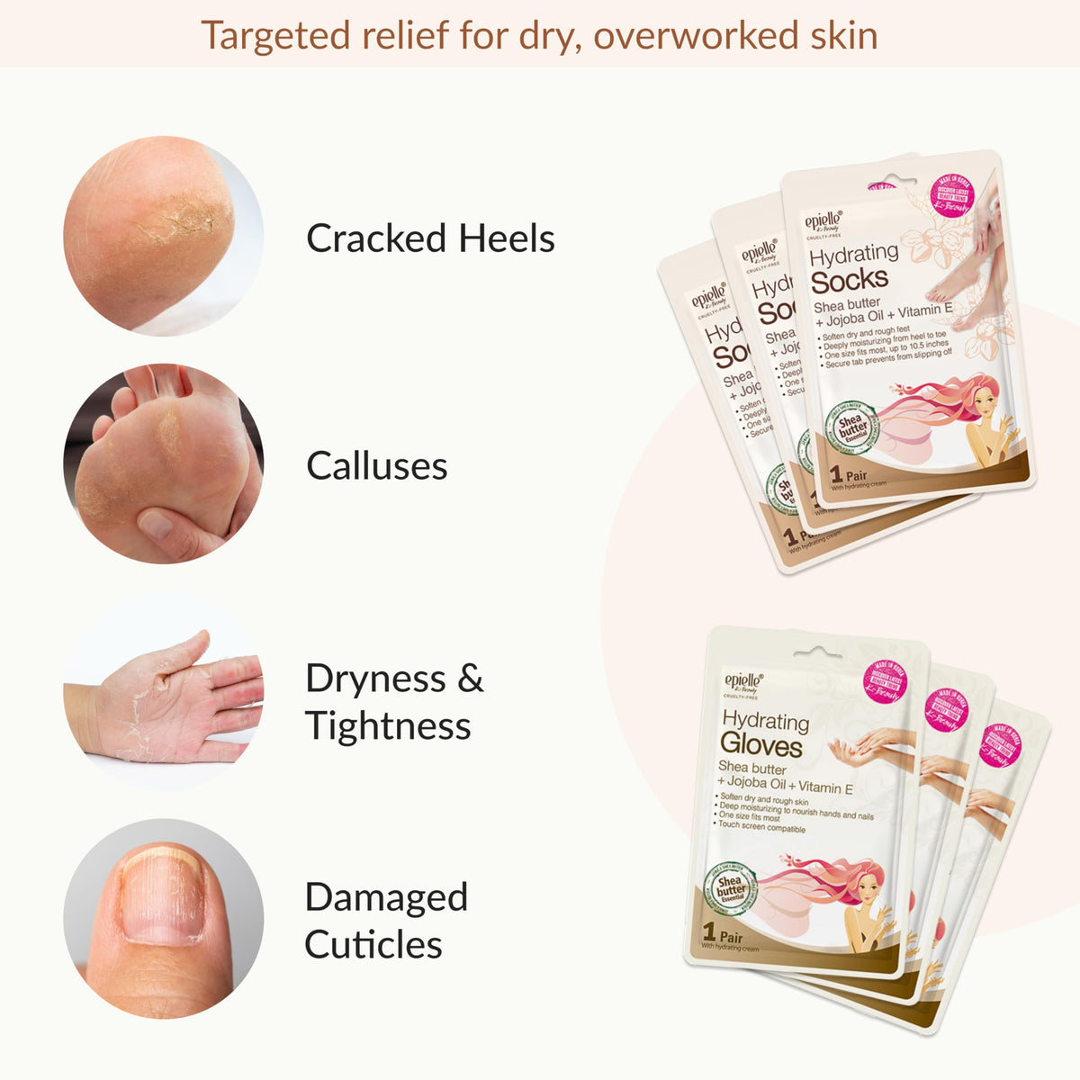 Utilisation des Masques Hydratants Epielle sur mains et pieds